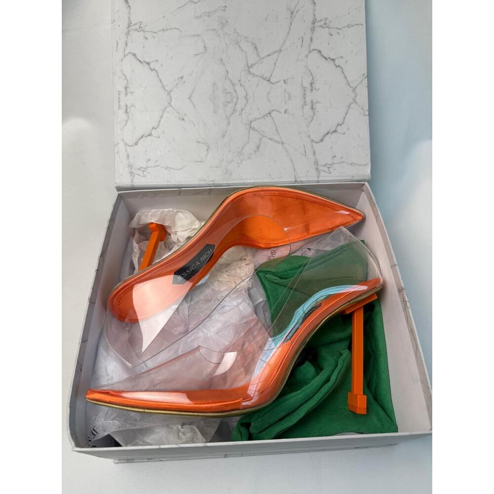 Jessica Rich Women So Fancy Tall Pump Clear Pointed Toe heel Orange Sz 42(US 11)